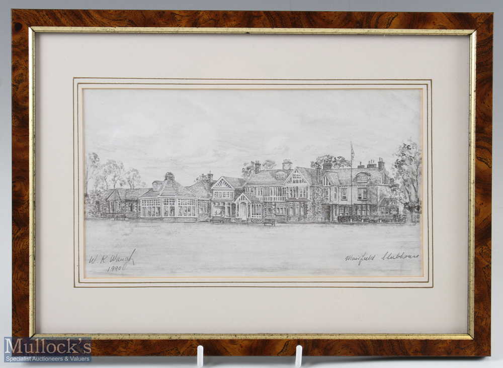Bill Waugh - Muirfield Clubhouse - original pencil drawing signed and edited 1990 - mf&g 9.25" x