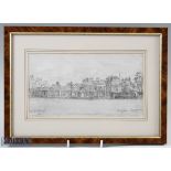 Bill Waugh - Muirfield Clubhouse - original pencil drawing signed and edited 1990 - mf&g 9.25" x