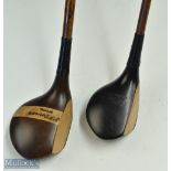 2x fine large headed socket head spoons - pear shaped dark stained model stamped E H Risebrough