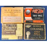 0601 Forsum, recessed ball box, new issue Birdie Colonel box-missing 1 side flap to lid, W F