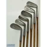 6x assorted irons 3x Maxwell incl 2x mashies and mid iron, Craigie mid iron with makers rifle