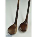 G Lowe dark stained late scare neck bulger driver - fitted with the original hide grip with