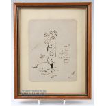 M C Ross - original pen and ink 9.75" x 8" humorous golf sketch, signed lower right with inscription