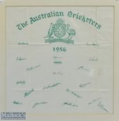 1956 The Australian Cricketers Printed Signed handkerchief, made by Caressa House with replica