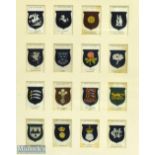 Country Cricket Set of 16 Silk Badges by BDV, hard to find set -framed and mounted under glass -