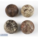4x Various Large Moulded Mesh Pattern Gutta Percha Golf Balls - some retaining some of the