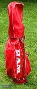 Ram Red Synthetic Leather Golf Bag, with hood and umbrella fitting to it, all zips working in used