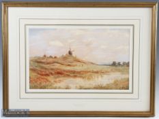 Charles Pyne (Exh 1861-1880) Golfers on Reigate Heath - watercolour signed C Pyne lower right hand