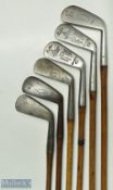 6x assorted long and mid irons - makers incl Forgan, Winton, Spalding with the Anvil mark and pair