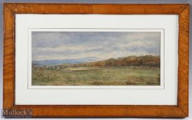 Scottish School Elie Golf Course with Golfers c1900 watercolour on paper - signed with initials