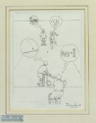 Simon Bond Cricket Humorous Illustration, an original signed piece of art -inked drawing depicting
