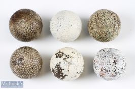 6x Various Bramble Pattern Guttie and Rubber Core Golf Balls - to incl The Colonel, 2x others with