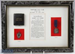 Early 1900s Northam Golf Club (est1888) silver medals and Dedication to J H Taylor display (2) -