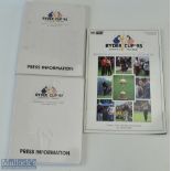 1995-1997 Ryder Cup Press information packs with a 1995 European official magazine for the Ryder cup