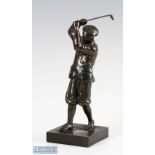 1930s Spelter Golfing Figure Bobby Jones style figure on square base, front reading Linn Park
