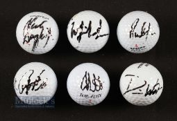 Collection of European Players and Winners Signed Golf Balls (6) Danny Willett, R M Karlsson, Thomas