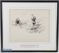 Bertram Prance (b.1889-d.1958) original pen and ink humorous golf sketch signed to the middle