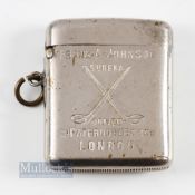Interesting Golfing Advertising Vesta Case c1910 - stamped with retailers details Frank A Johnson 29