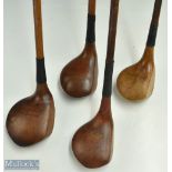 3x various compact socket head woods - Cann and Taylor stained spoon; J H Taylor dark stained