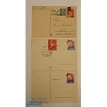 WWII German Propaganda Postcards 2x marked with Churchill stamp, with blank reverse, another