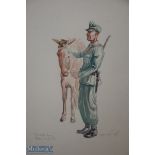 WII Original Artwork Roman Zenzinger - water colour depiction of a German Army horse groom with a