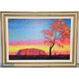 Rolf Harris (Signed)Uluru Sunset Surprise Shower Picture Limited Edition Colour Print on Board,