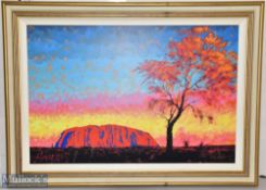Rolf Harris (Signed)Uluru Sunset Surprise Shower Picture Limited Edition Colour Print on Board,