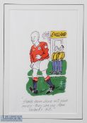 Kenneth Mahood (1930-2020) Signed Original Artwork - Football Sketch in pen and ink. 'England'