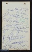 1959 British & I Lions to NZ Autographed Sheet: Signed by 21 of the tourists including names such as