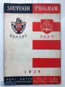 Exceedingly Scarce 1959 Japan v Canada (British Columbia) Rugby Programme: From the Canadians'