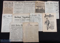 WWI/WWII group of original newspapers including The Times for August 5th 1914 (the day after war was