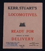 Railway - Kerr Stuart's Locomotives 1920s Catalogue - a 22 page catalogue with 15x illustrations