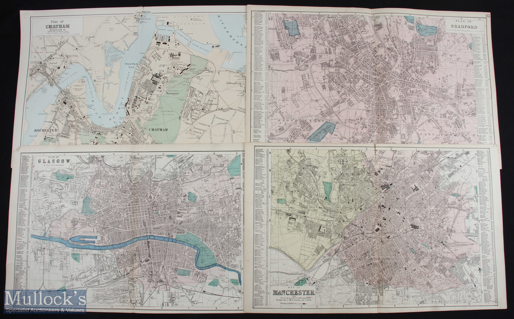 c1880-1890 Bacon Plans Maps, to include plans of Bradford, Chatham, Glasgow, Manchester, Lancaster