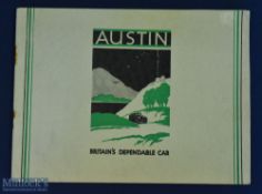Austin Cars "Britain's Dependable Car" c1935 Sales Catalogue - A very fine quality 32 page sales