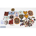 Enamel Tin Metal Badges and Cloth Patches, a collection of mixed badges .to include football,