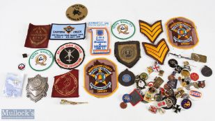 Enamel Tin Metal Badges and Cloth Patches, a collection of mixed badges .to include football,