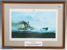 HMS Hood First Edition Print Signed by Signalman Ted Briggs, 1 of the only 3 survivors from a crew