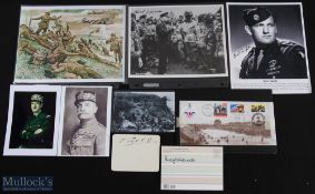 WWII British + American Signed Photographs, cards and other military related ephemera, with noted