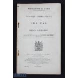 WWI Diplomatic Correspondence respecting The War, issued by HMSO in 1914, 194pp 8vo unbound.