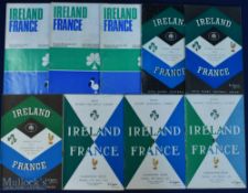 1955-1972 Ireland v France Rugby Programme Selection (9): A run from 1955-65 inc, plus 1969, 1971