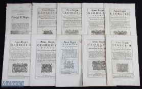 1728-1749 Acts of Parliament a collection of 10 acts with noted items of high treason in Scotland