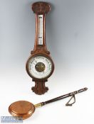 Mappin & Webb Barometer Carved Oak Banjo with Thermometer, with original glass, this does have