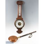 Mappin & Webb Barometer Carved Oak Banjo with Thermometer, with original glass, this does have