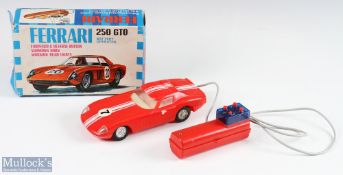 Hong Kong Battery Operated Ferrari 250 GTO Boxed with red plastic body having white stripes and