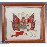Military Banner - a fine embroidered military banner on sail cloth, featuring the UK coat of arms,