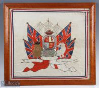 Military Banner - a fine embroidered military banner on sail cloth, featuring the UK coat of arms,