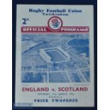 1936 England v Scotland Rugby programme: The traditional Twickenham 4pp card for this Calcutta Cup