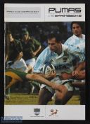 Rare 2004 Argentina v S Africa Rugby Programme: For the match for at Velez Sarsfield, Buenos