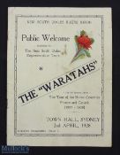 Rare 1928 NSW Waratahs Welcome Home Great find, the NSW RU Brochure for the Public Welcome to the