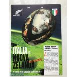 1995 Italy v New Zealand Rugby Programme: For game played in Bologna. VG